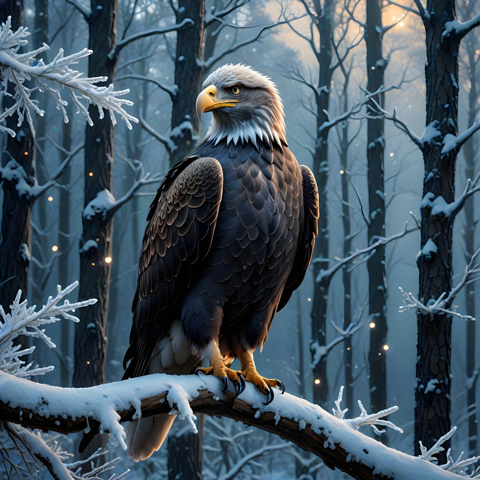 Ethereal Eagle in an Enchanted Winter Wonderland