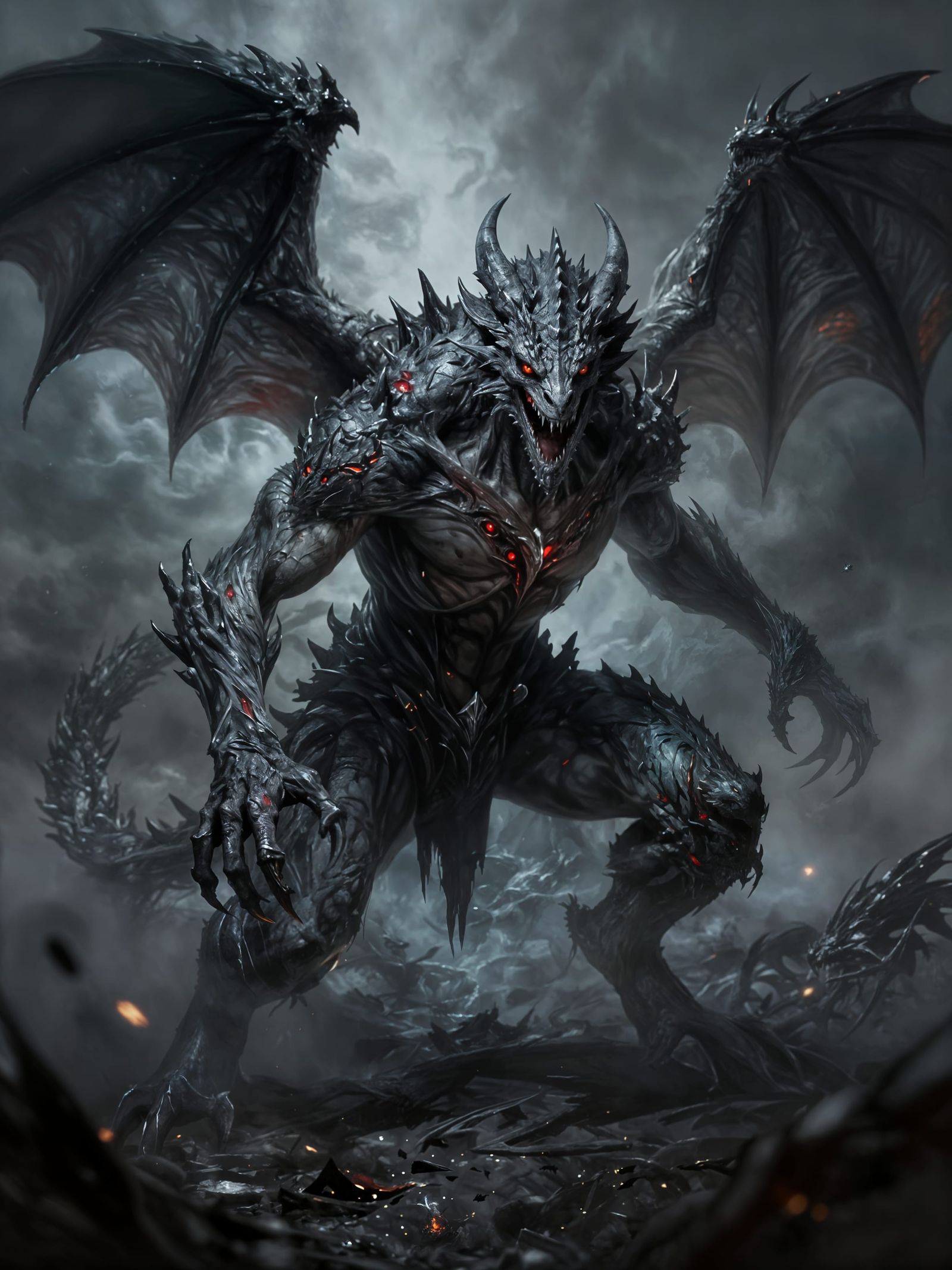 Shadow Dragon Assassin in Dark Fantasy Art