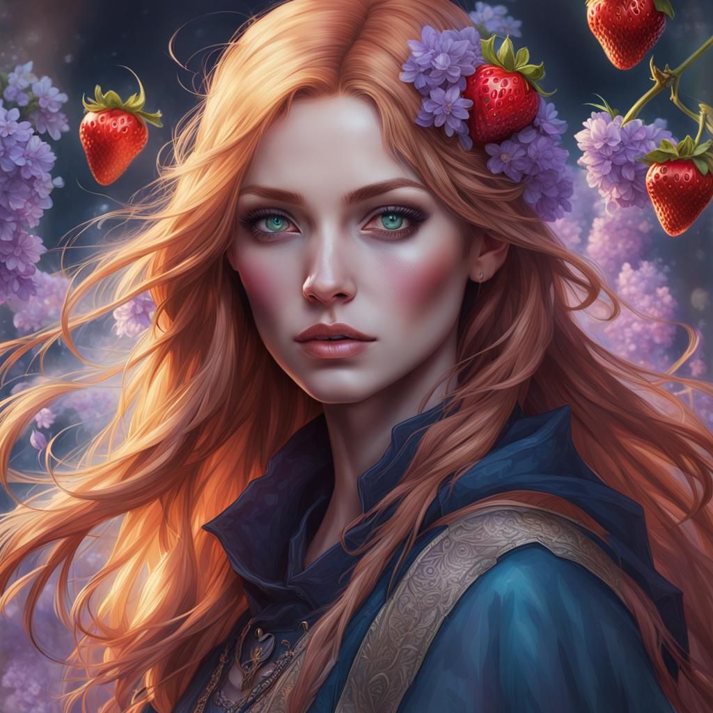 Gothic Portrait of a Strawberry Blonde with Lilac Eyes