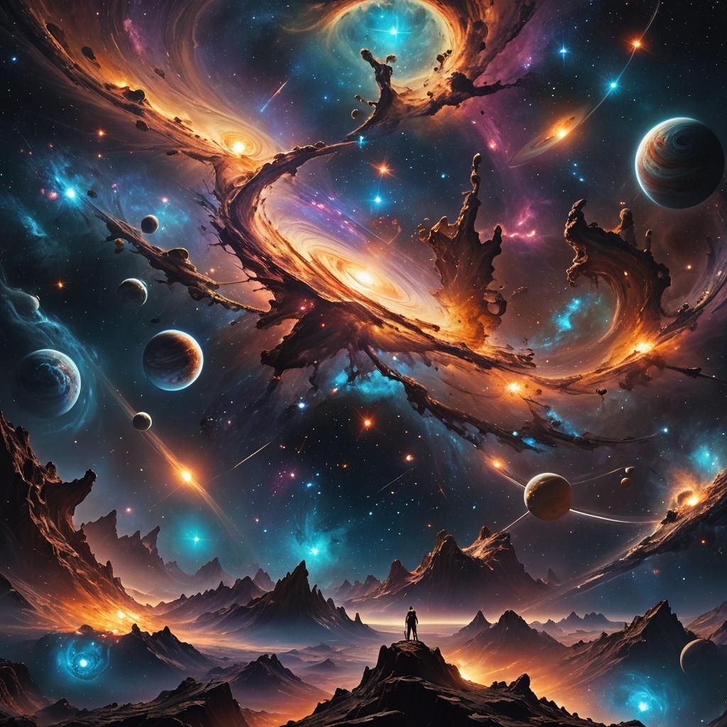 Galactic Enigma Realm: Cosmic Void in Detailed Matte Paintin...