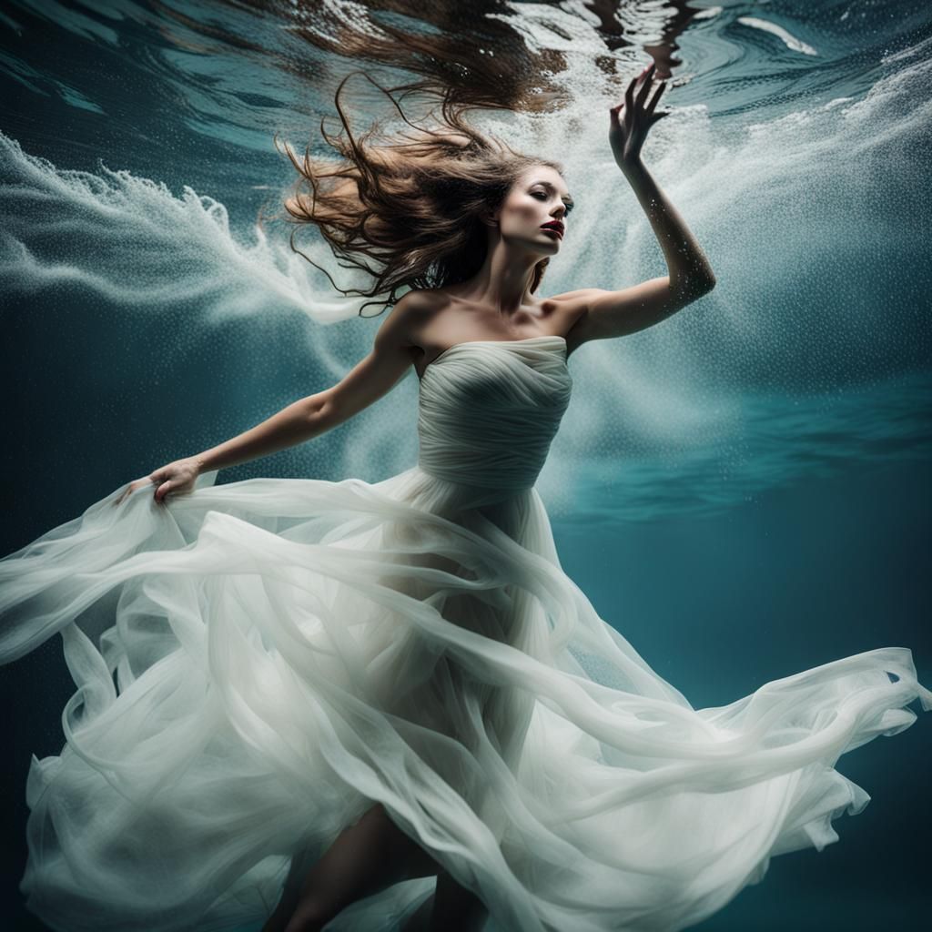 Underwater Woman in Flowing Dress