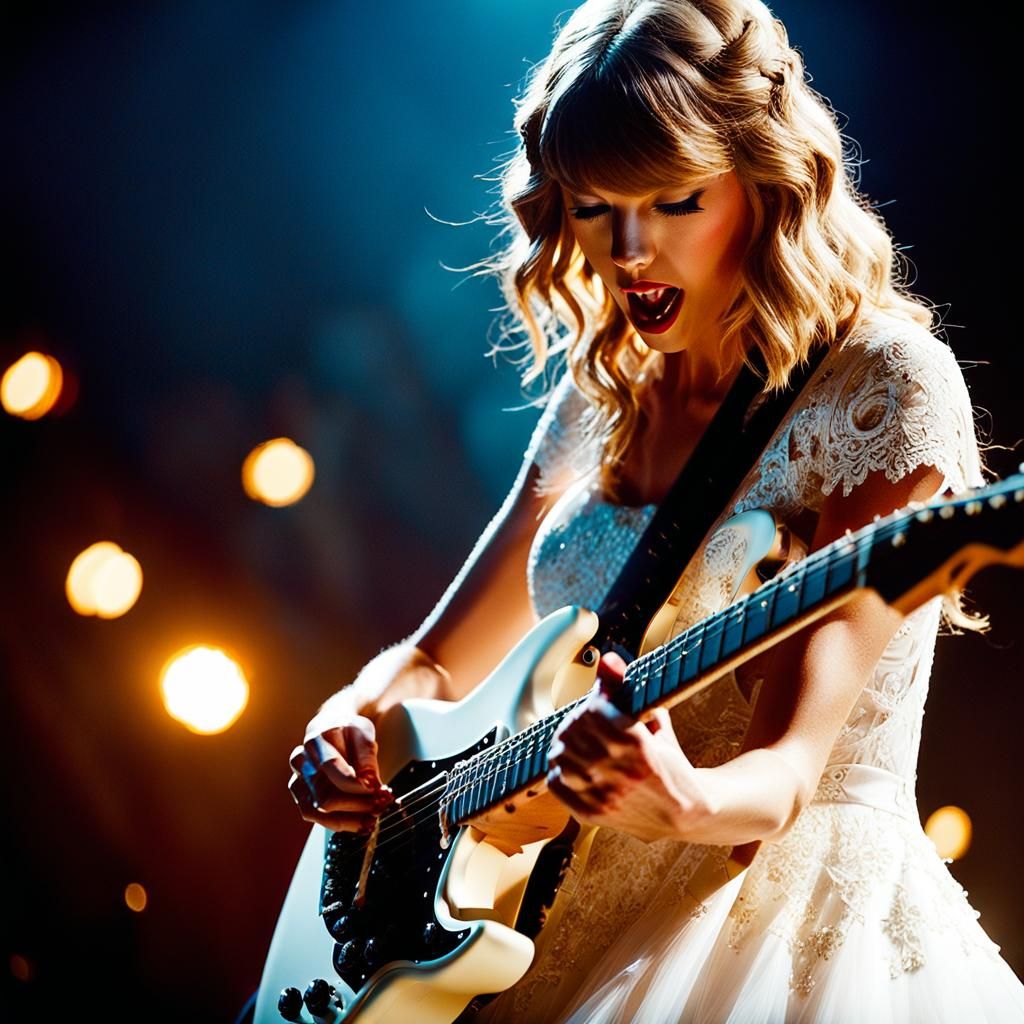 Emotive Portrait of Musician with Blood-Soaked Guitar