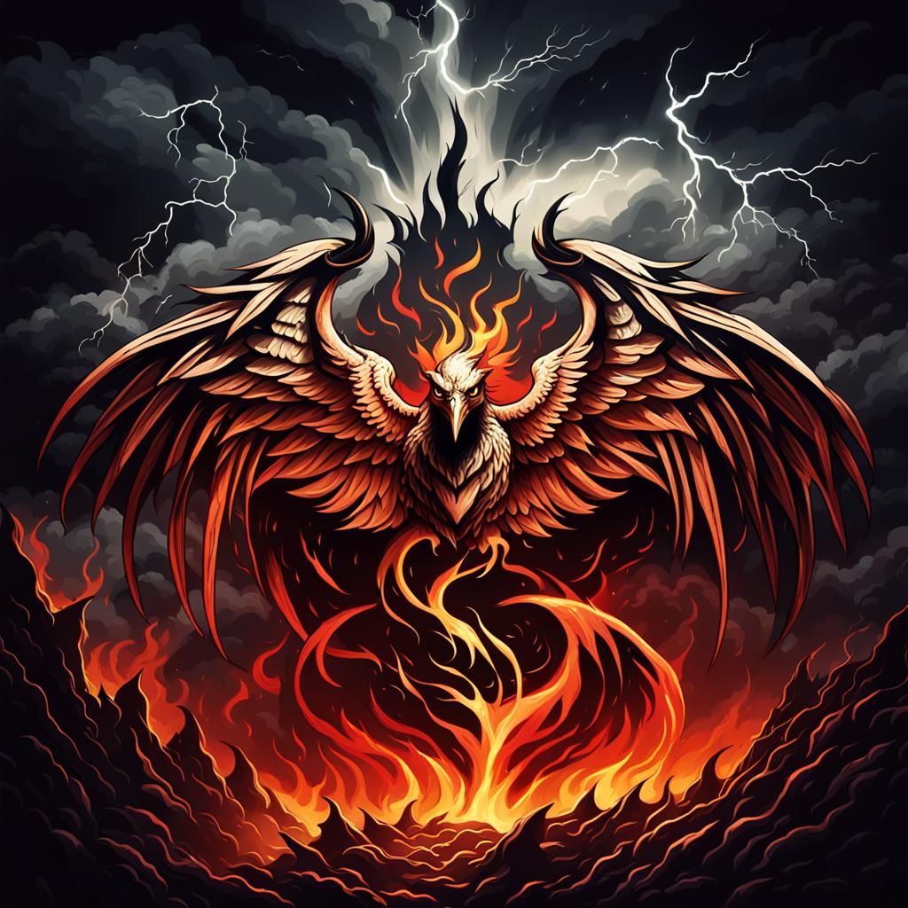 Dramatic Medieval Dark Fantasy Phoenix Logo