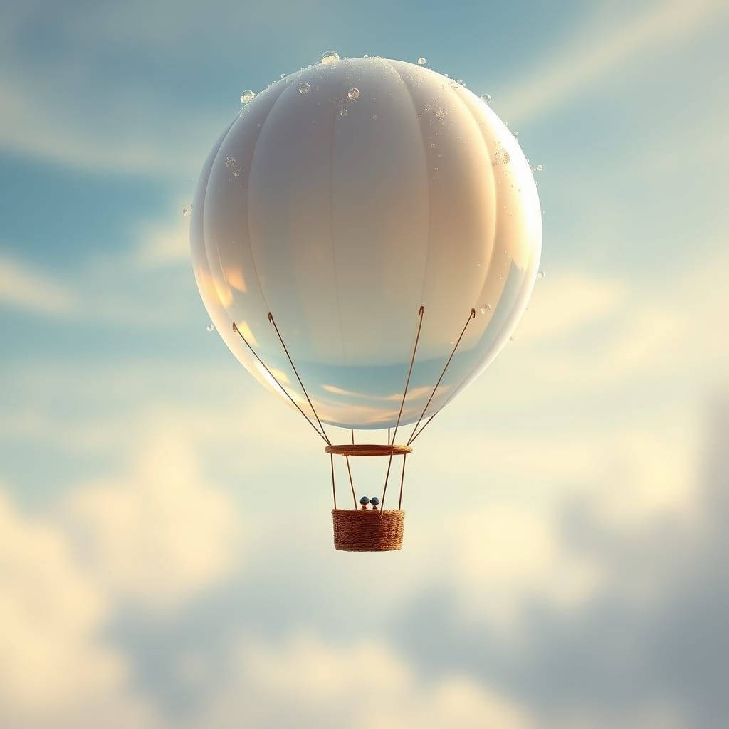 Miniature Hot Air Balloon with Soap Bubble Canopy