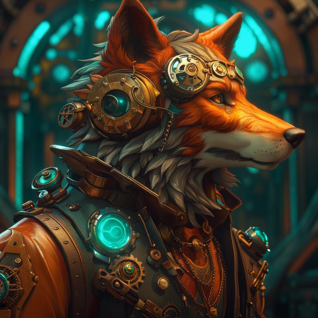 Steampunk Wolf Concept Art in 8K Resolution