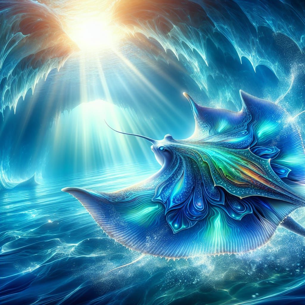 Mythical Stingray Glides Through Azure Ocean