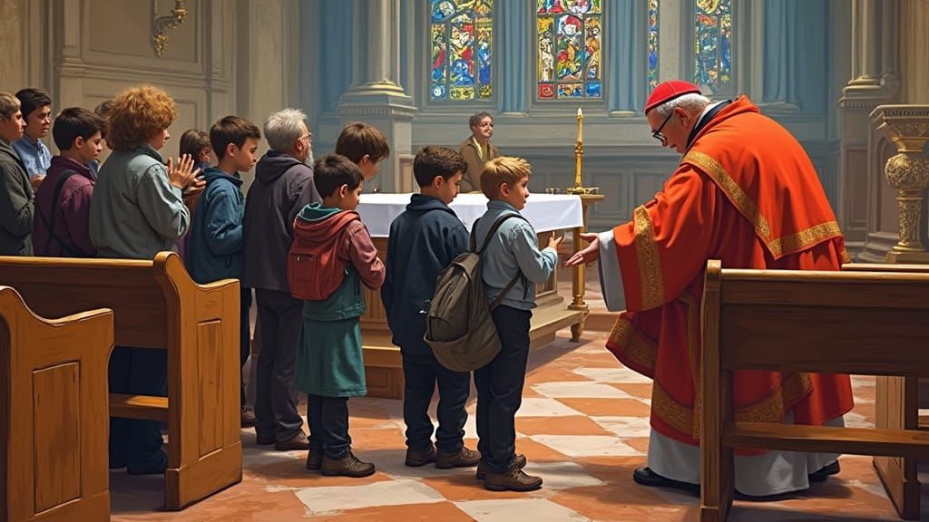 Communion Ceremony in Anime Style With Golden Lighting