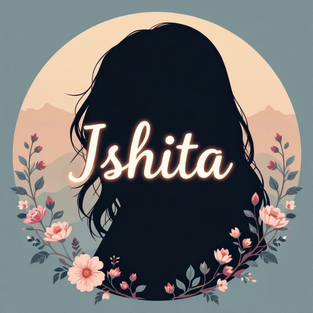 Elegant Logo: Ishita with Floral Silhouette
