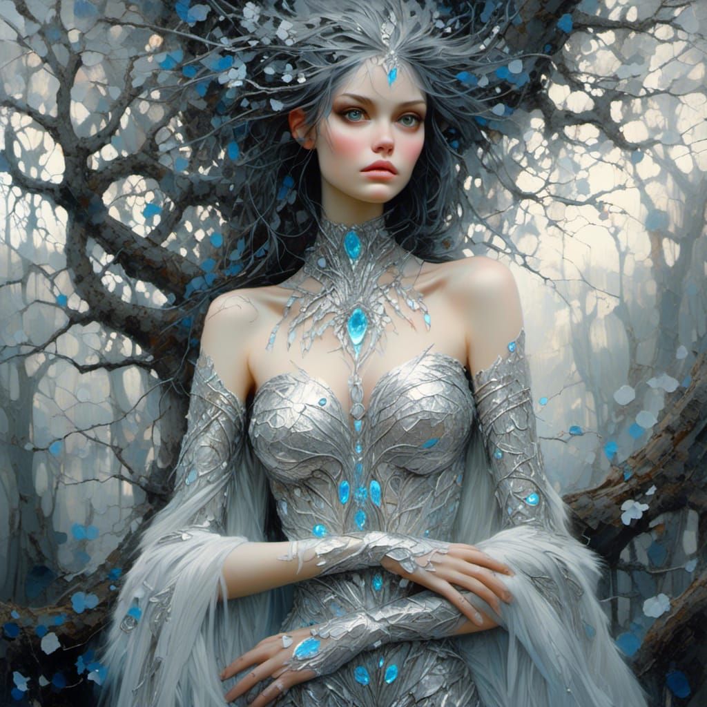 Bioluminescent Goddess in Glowing Forest: Fantasy Art