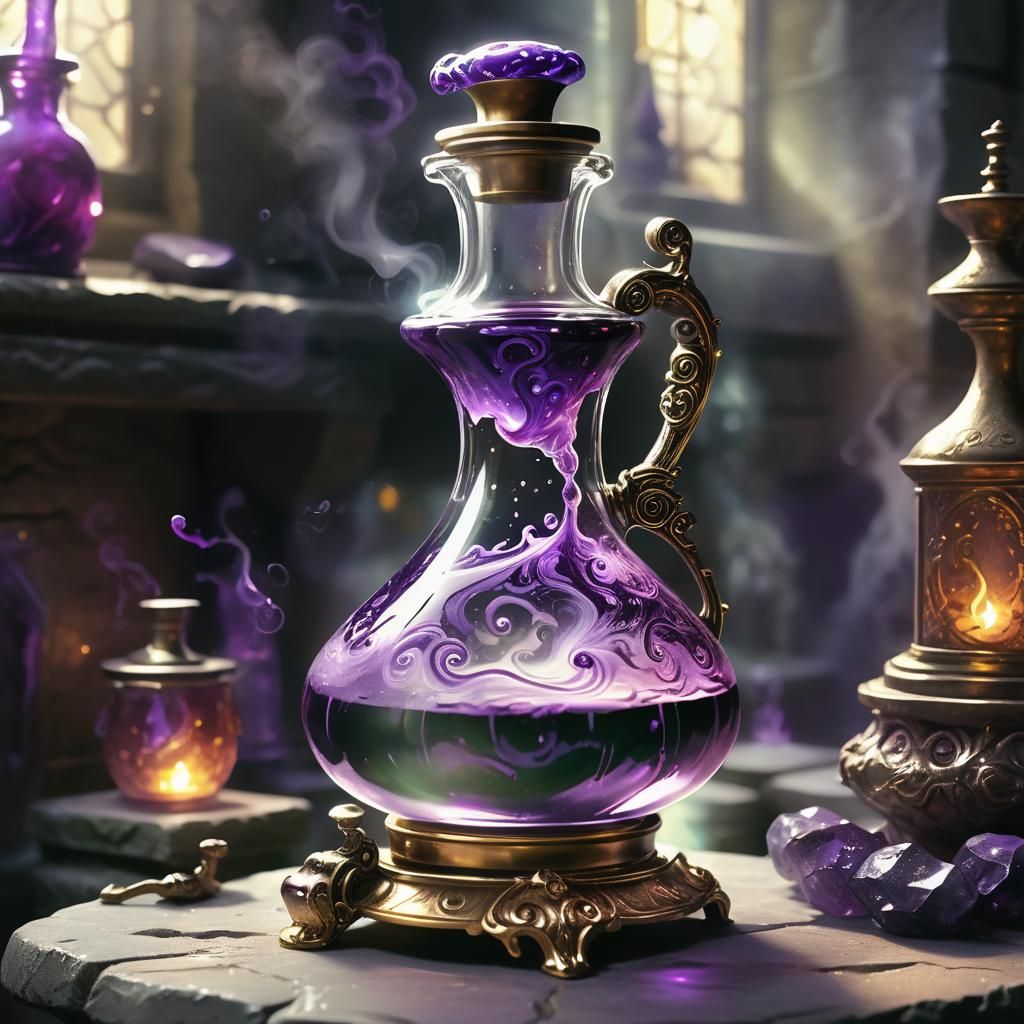 Mystical Mana Potion in Ancient Laboratory