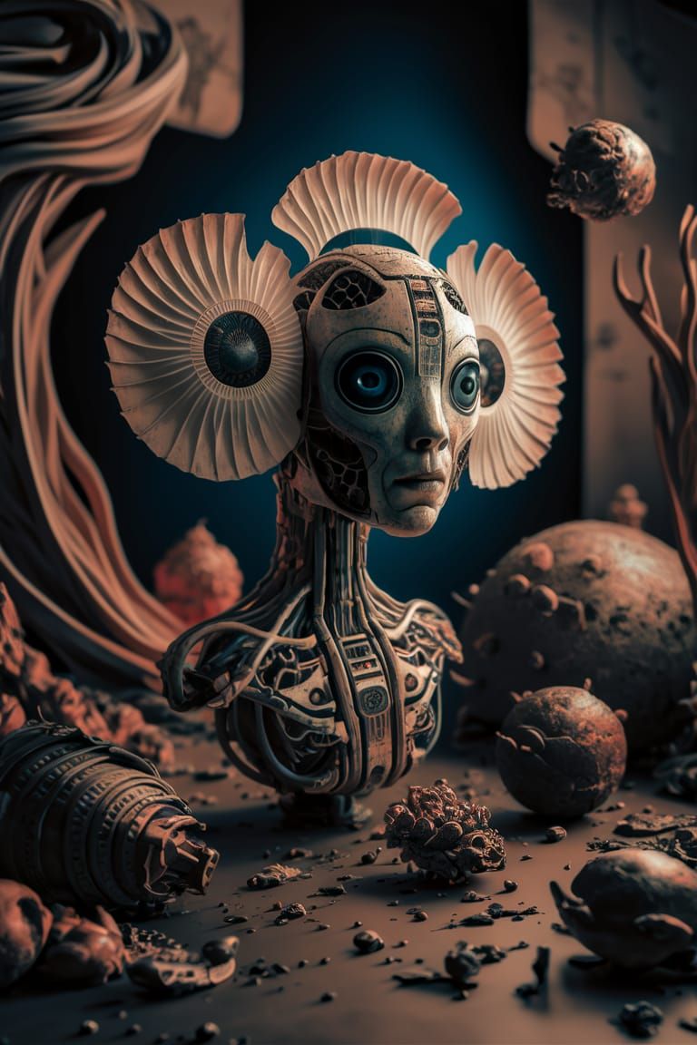 Biodroid Motherboard in Bronzepunk Religiotechnocore Style