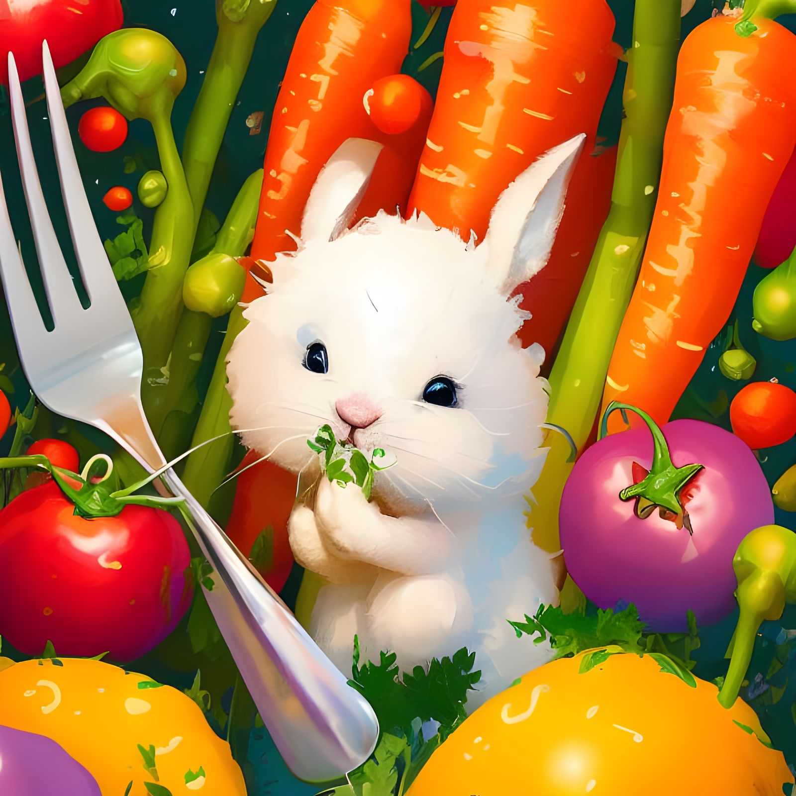 Bunny in a Pot: Digital Art Illustration