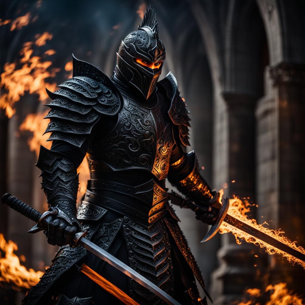 Fierce Demon Knight in Darkness and Fire