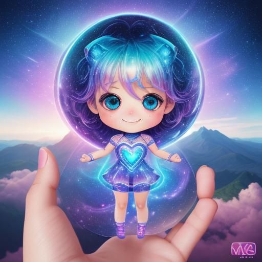 Cosmic Chibi Character in Astral Illustration Style