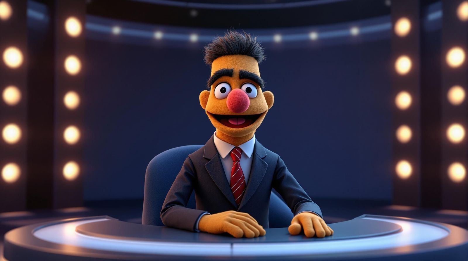 3D Closeup Portrait of Sock Puppet Talk Show Host