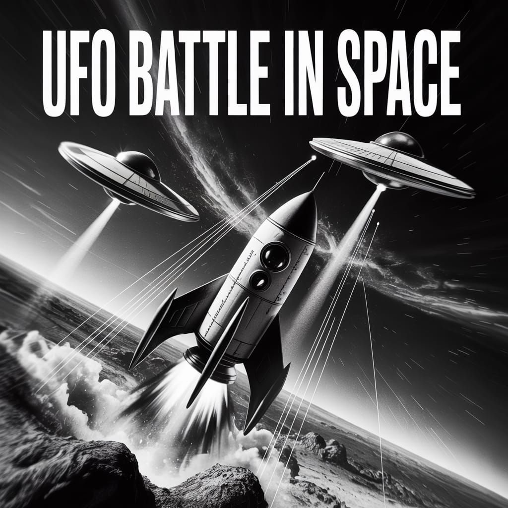 UFO Battle in Space: Retro Movie Poster
