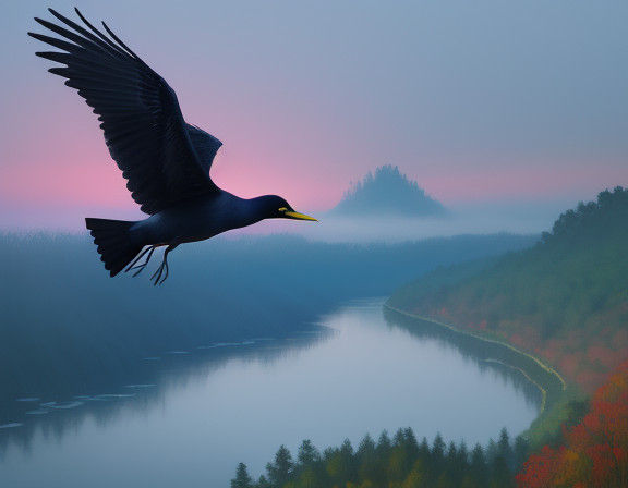 Flight of the Purple Cormorant :):