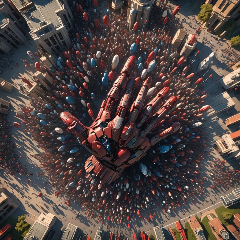 Giant Hand Slapping Crowd: Matte Painting Concept Art