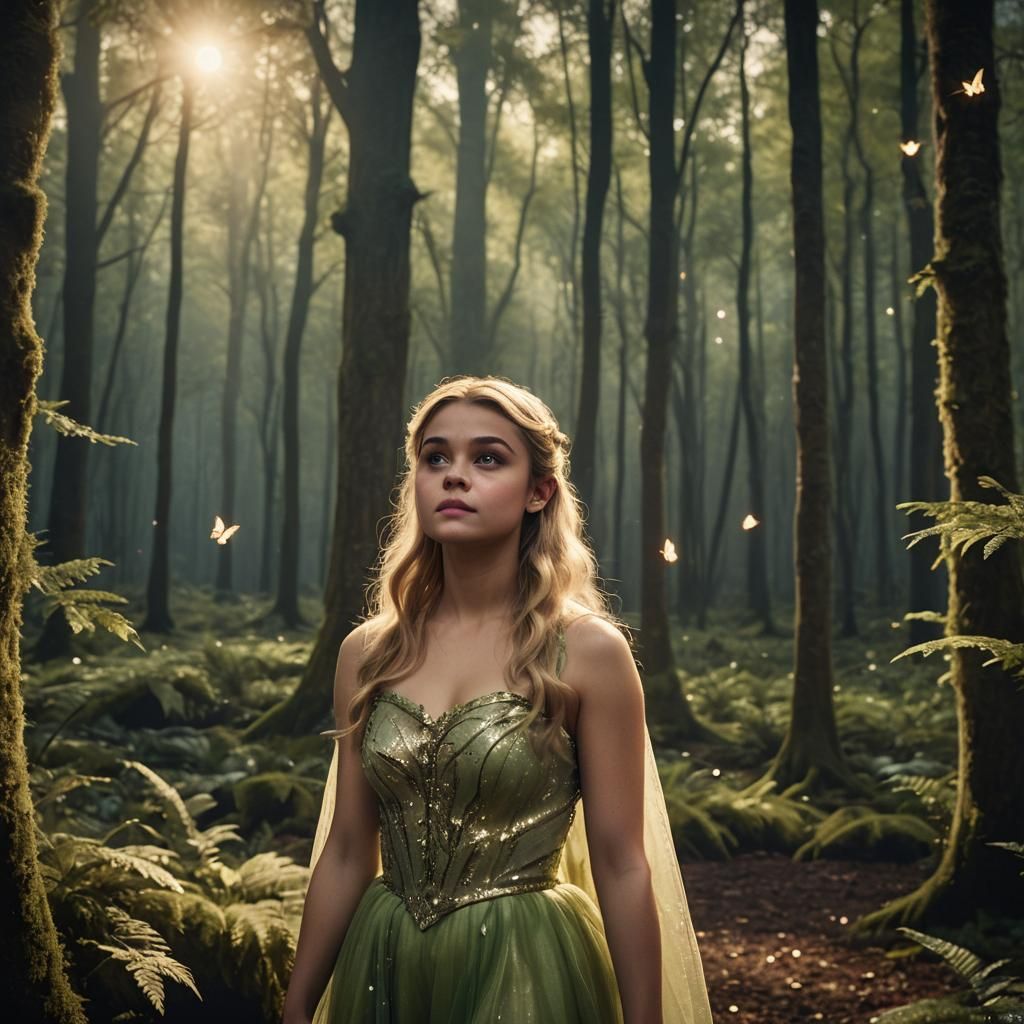 Josephine Langford as Tinkerbell in Moonlit Forest