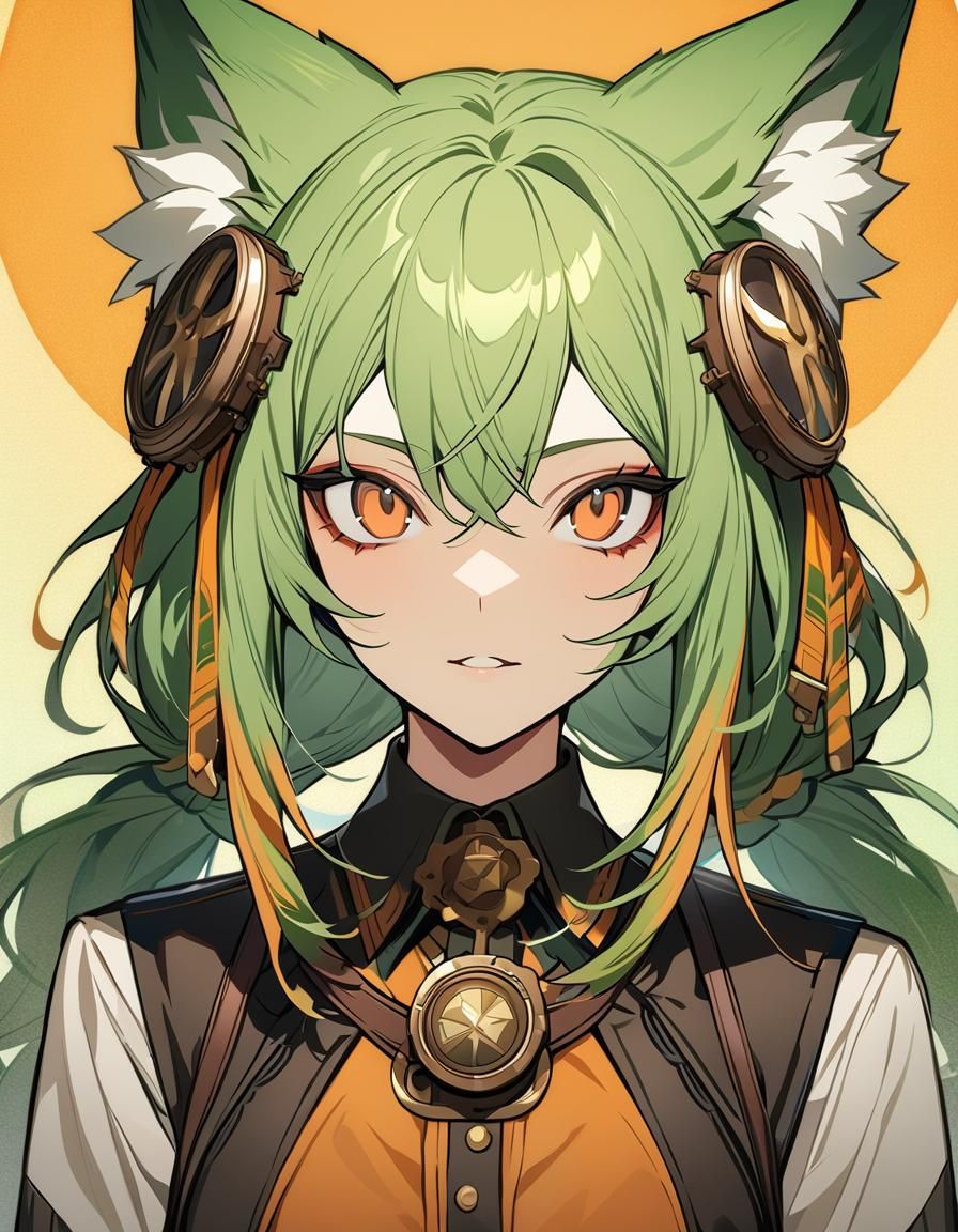 Steampunk Fox Girl Portrait in Danganronpa Style