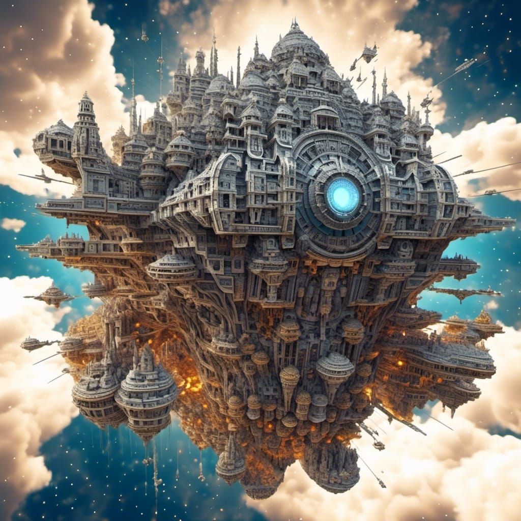 Minecraft Star Wars with Abstract Fractal Elements