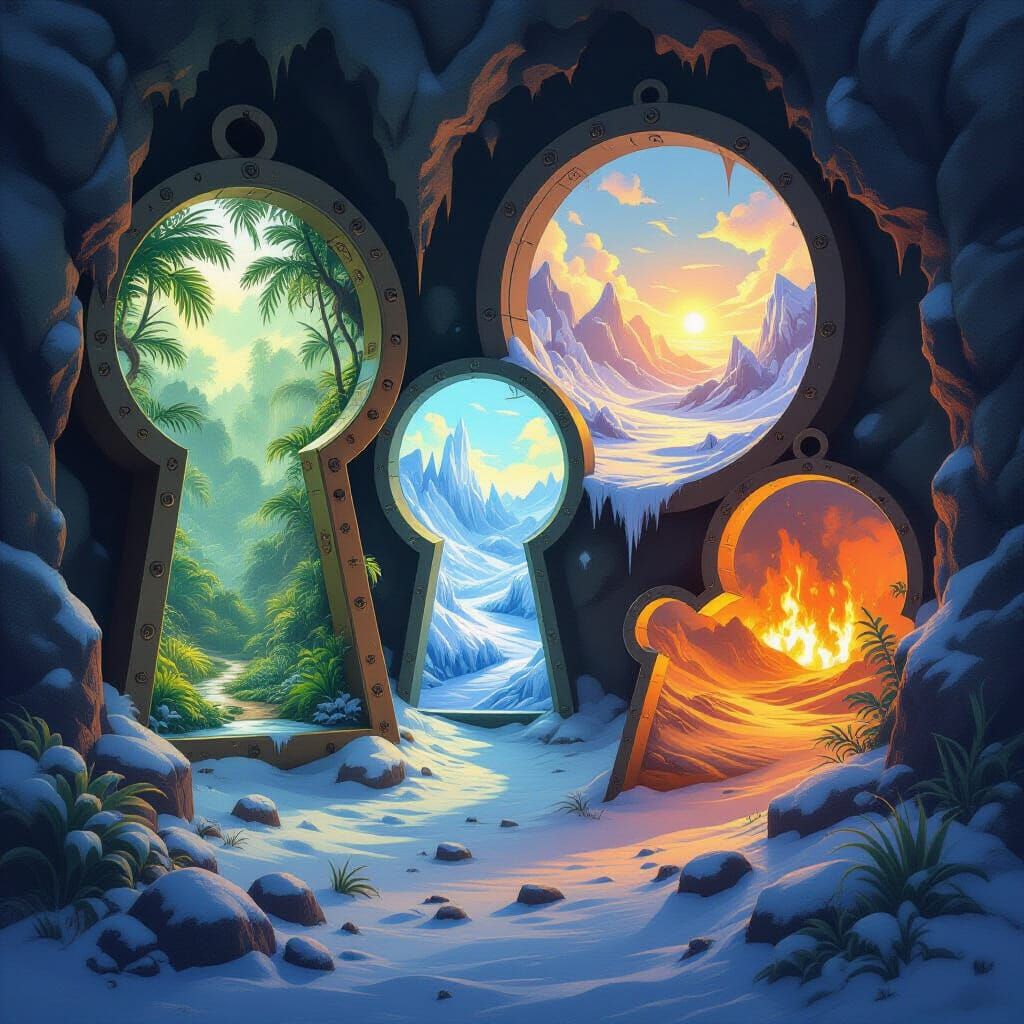 Interconnected Keyholes Reveal Fantastical Landscapes