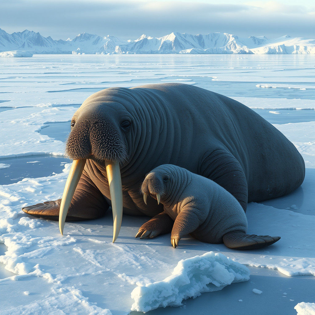 Walrus Family Portrait on Arctic Ice