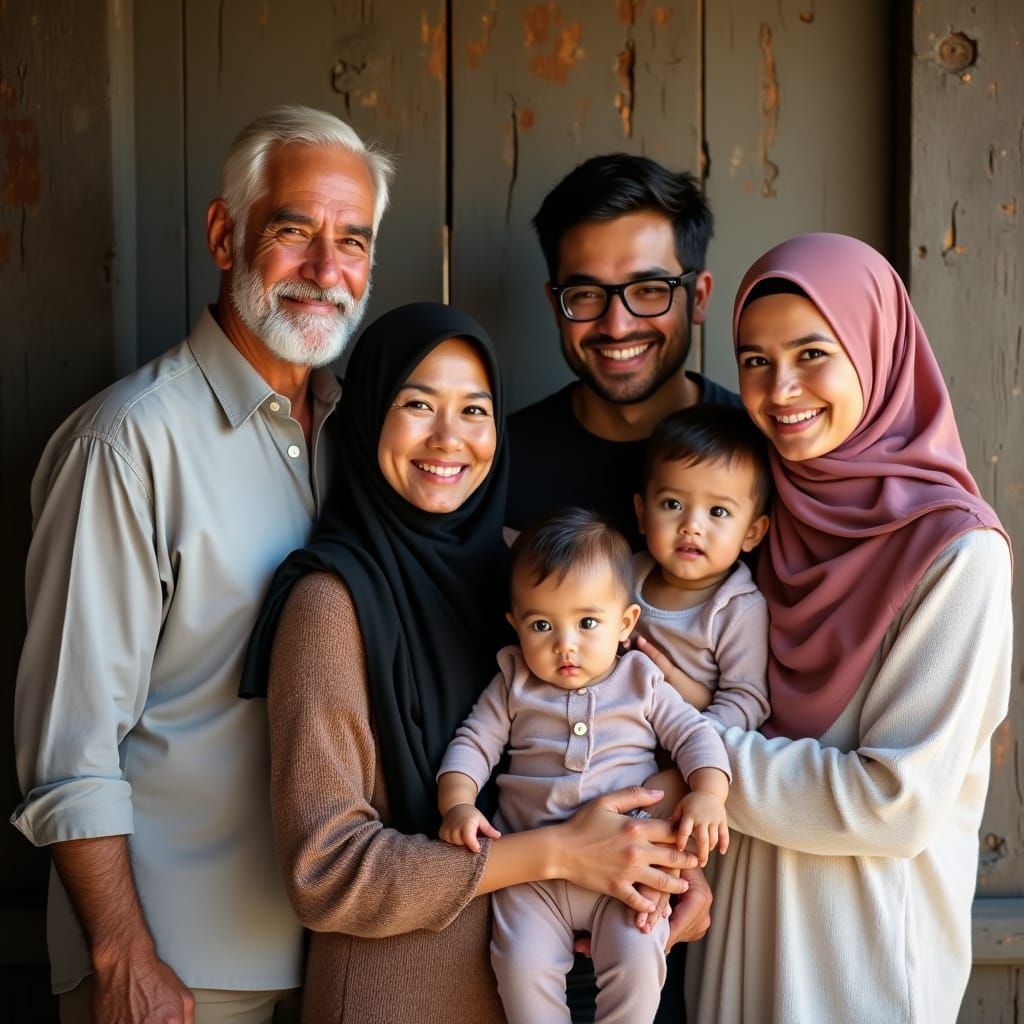 Heartwarming Family Portrait in Naturalistic Style