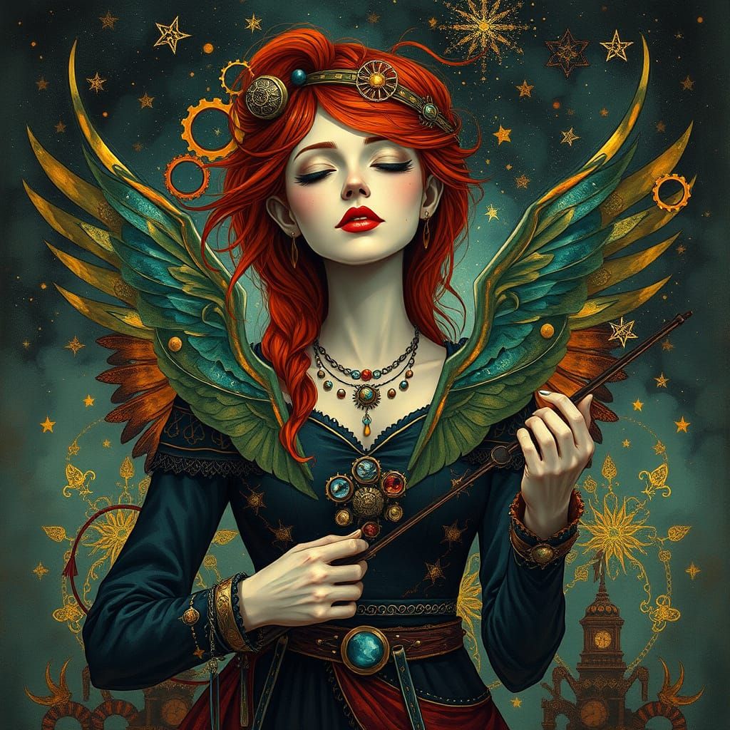 A Steampunk Siren Conducts the Celestial Orchestra