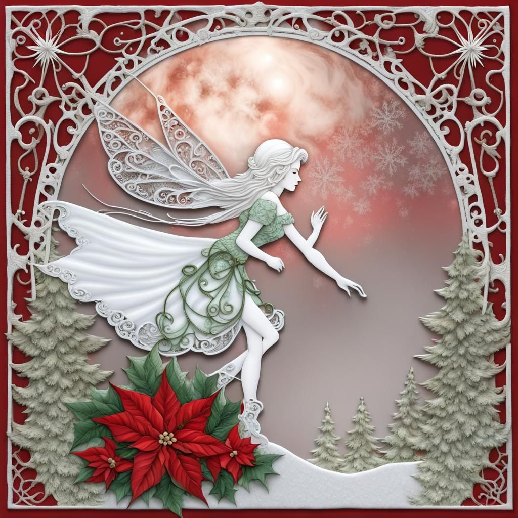 Christmas Fairy in Narnia with Lace and Red Moon
