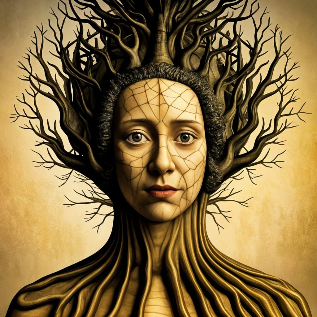 Woman Transforms Into Tree in Eerie Concept Art