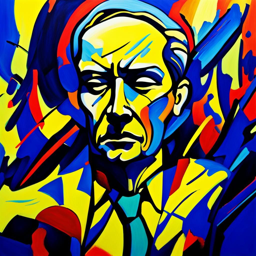 Abstract Fauvist Businessman with Geometric Textures