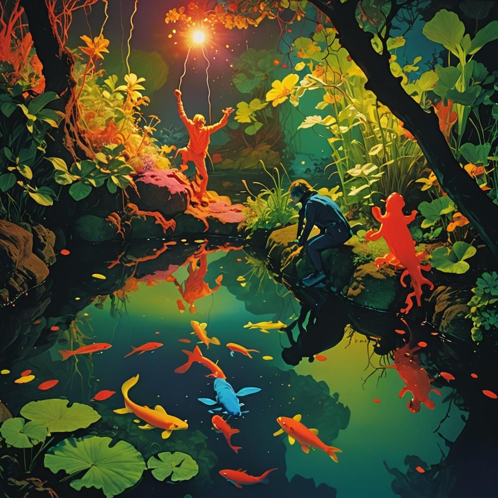 Creature Emerges from Inky Depths, by Peter Max