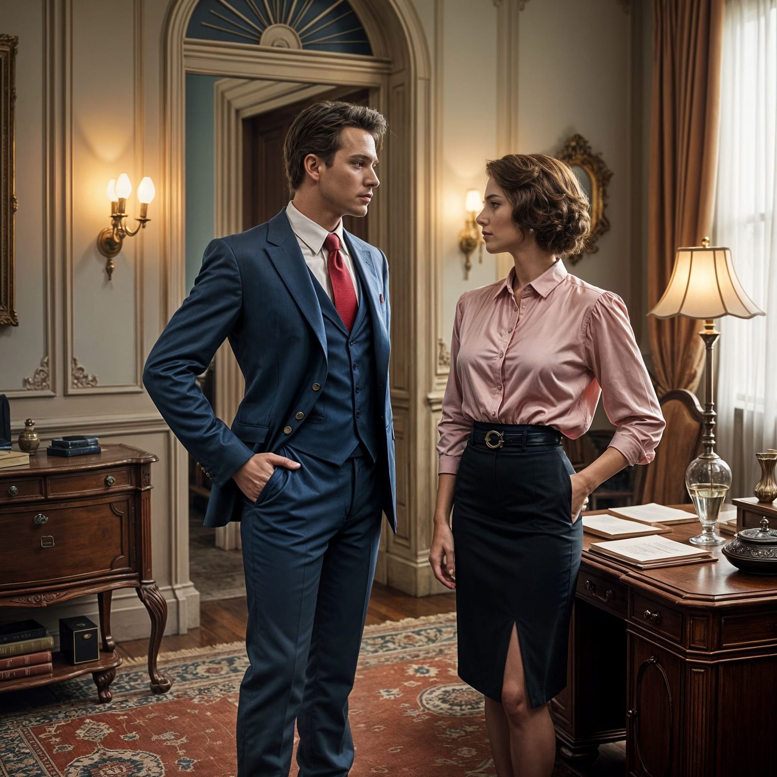 1990s TV News Executive in Office Meeting