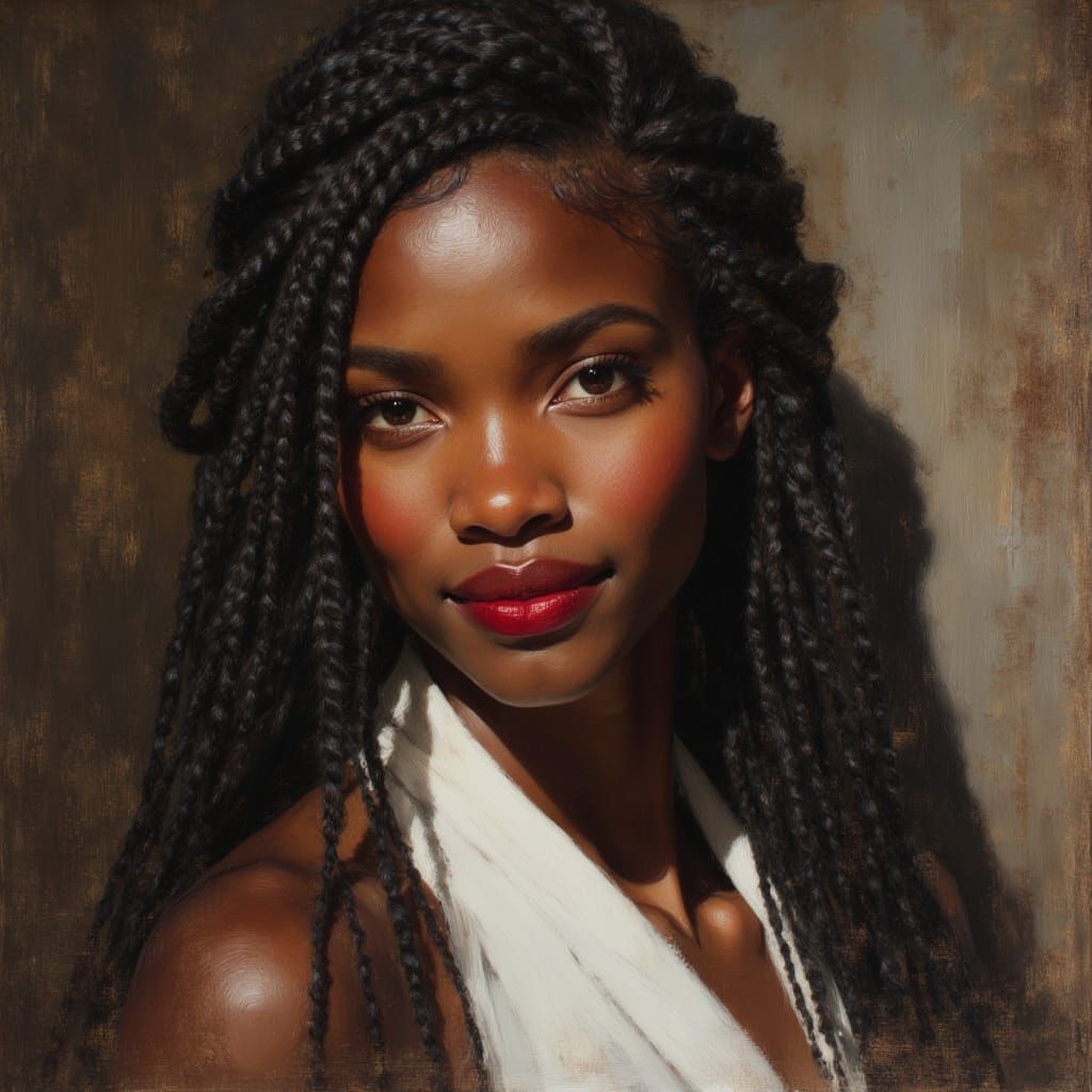 Elegant African Goddess Portrait in Hyperrealistic Style