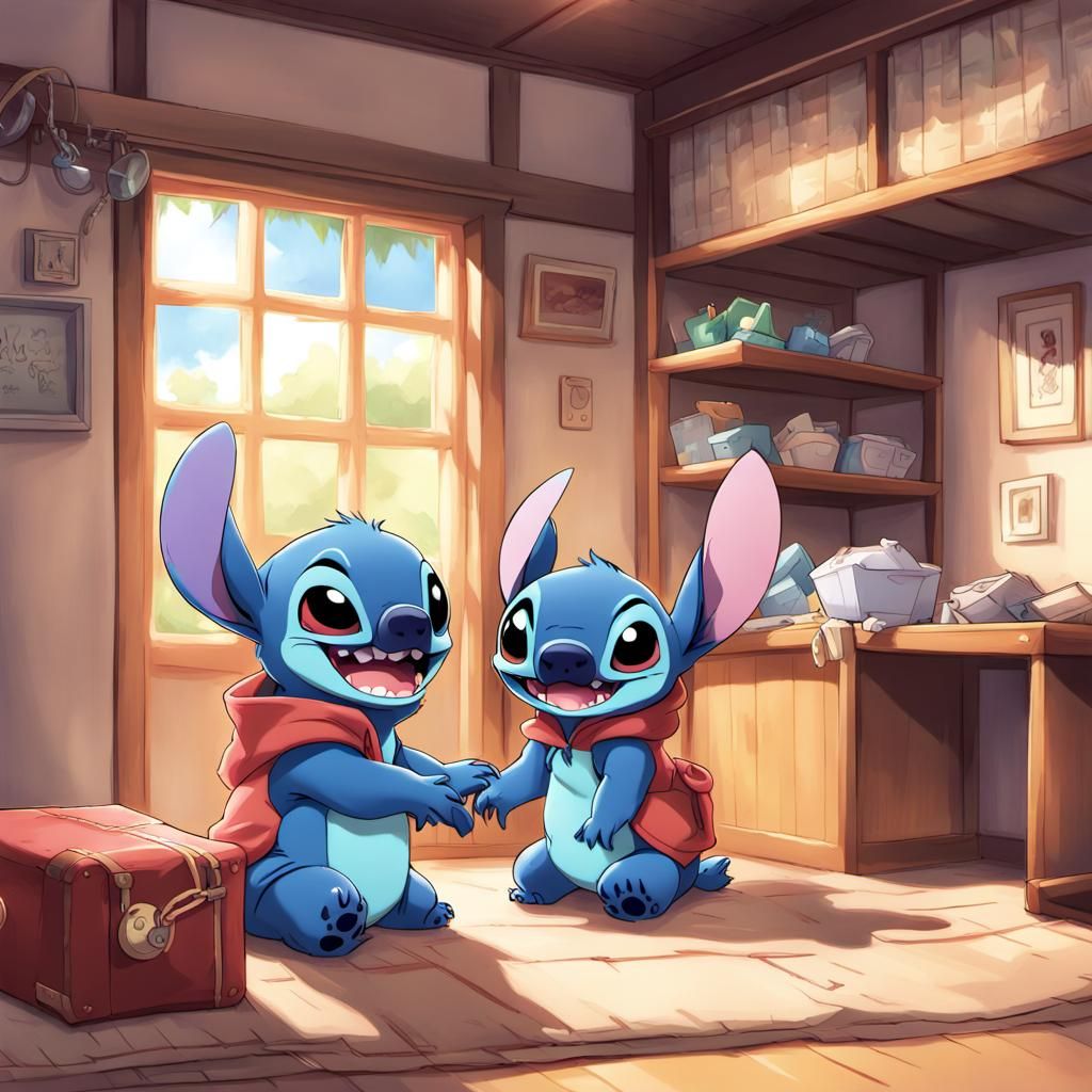 Stitch and Lilo Play: Anime Style Illustration