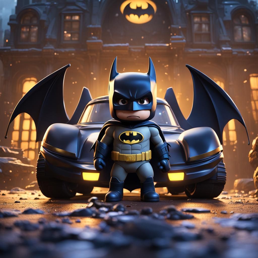 Batman Bat and Batmobile: Detailed Fantasy Art