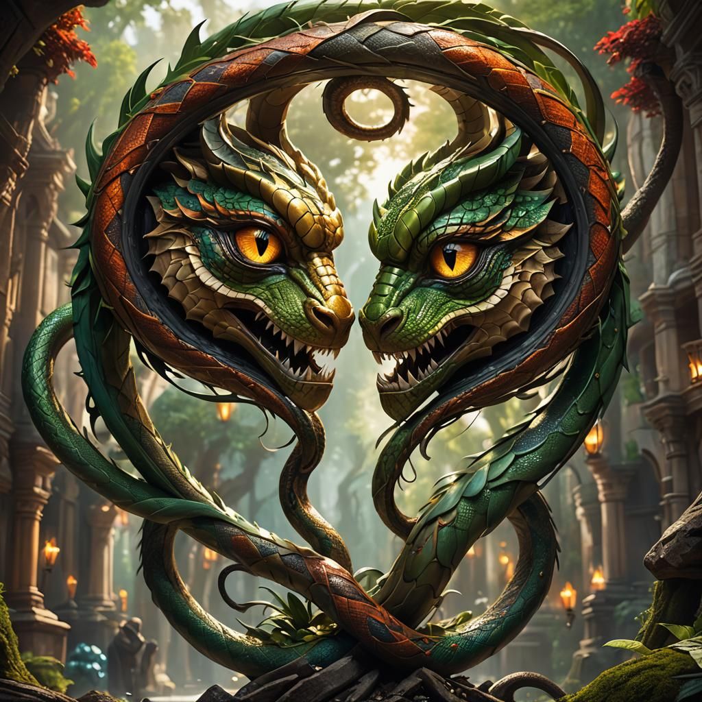 Serpent of Duality: Split Mirror Concept Art