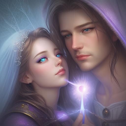 Eye Reflecting a Couple in Ethereal Fantasy Style