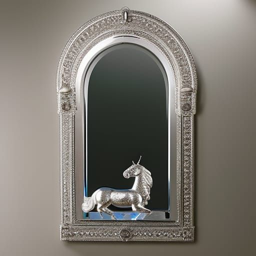 Brilliant Silver Glass Unicorn Statue