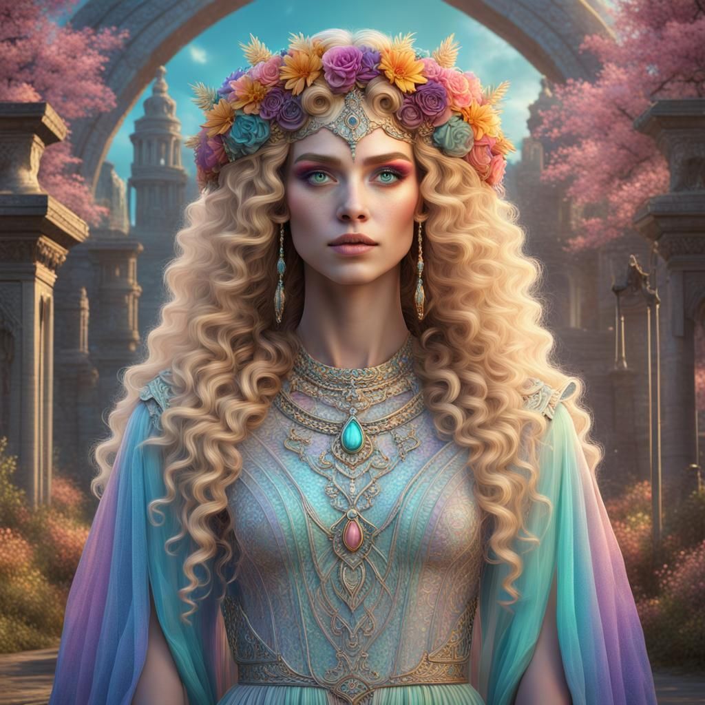 Spring Witch in Grecian Gown: Fantasy Concept Art