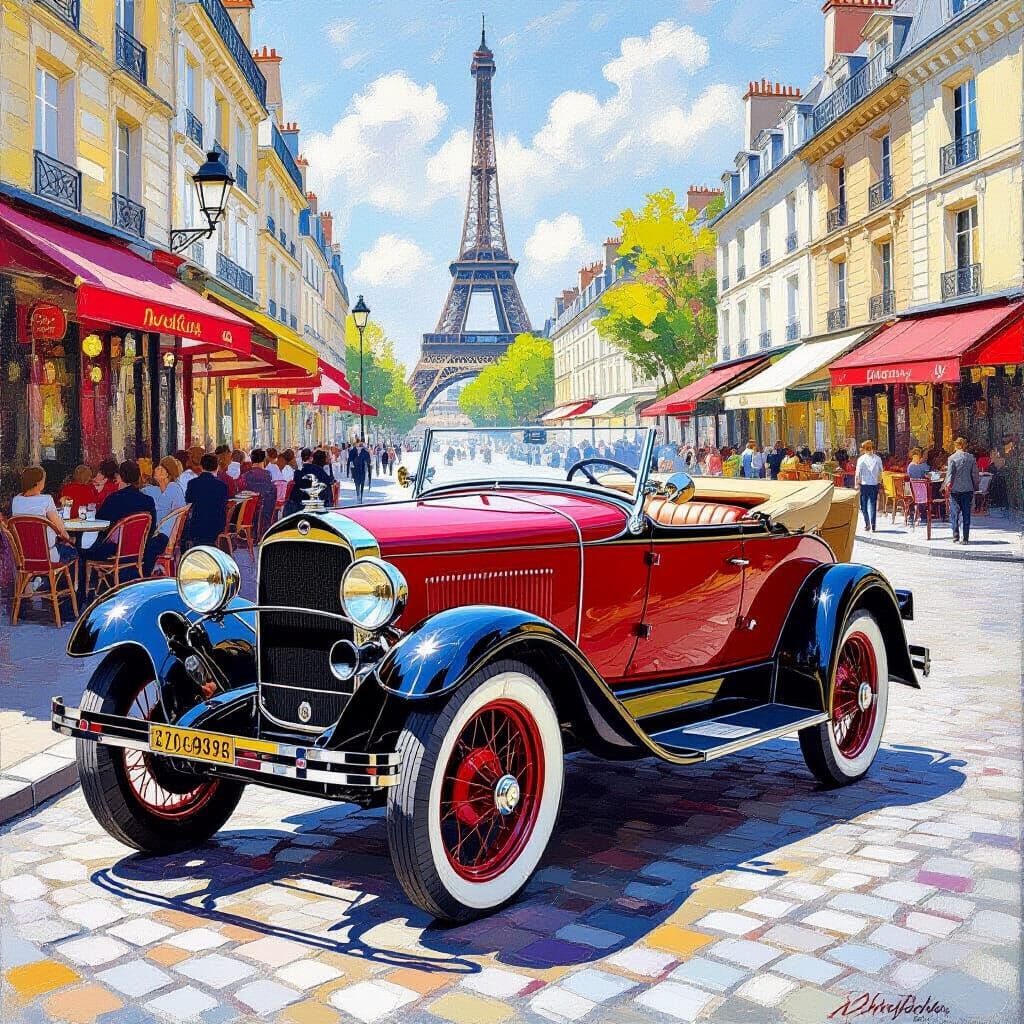 Vintage 1920s Roadster in Paris Square