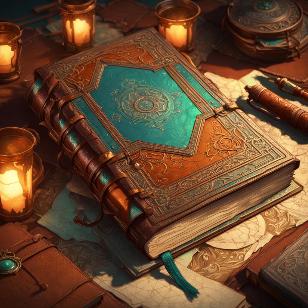 Rare Leather Book in Digital Art Style