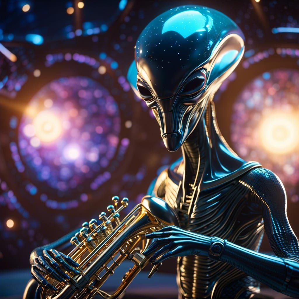 Alien Musician Plays Starry Symphony in Unreal Engine