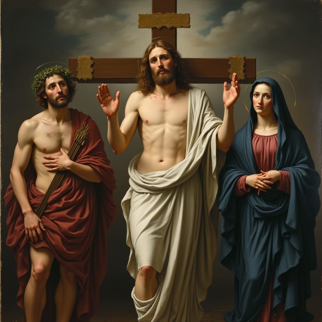 Jesus Christ with Saints in Classical Realism