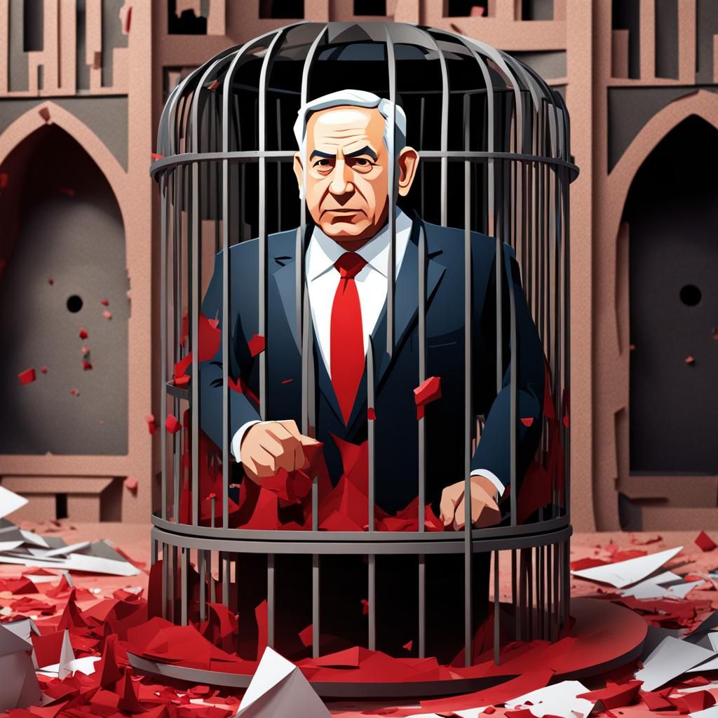 Political Cartoon: Imprisoned Figure in Origami Style
