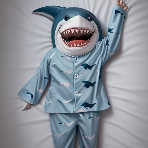 Anthropomorphic Shark in Pyjamas Cartoon