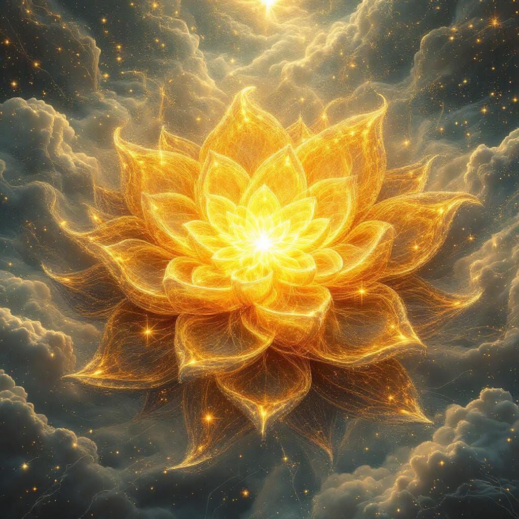 Cosmic Being's Chest: Golden Fractal Flower Unfolding