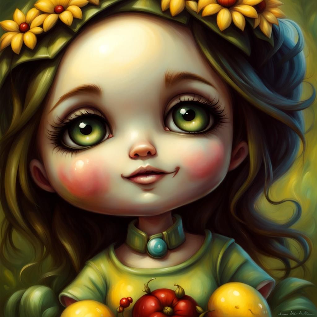Chibi Girl Portrait in Pop Surrealist Style