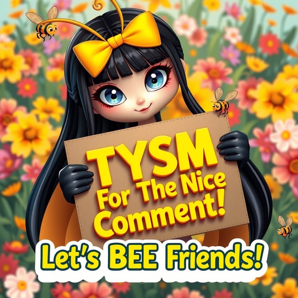 Adorable 3D Bee Girl with Yellow Ribbon and Expressive Eyes